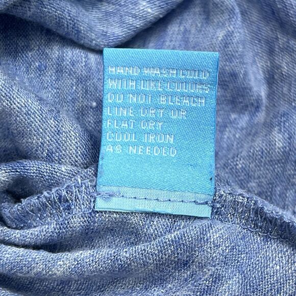 J. McLaughlin Blue Linen Blend 3/4 Sleeve V-Neck Button Top Women’s Large - Picture 8 of 9